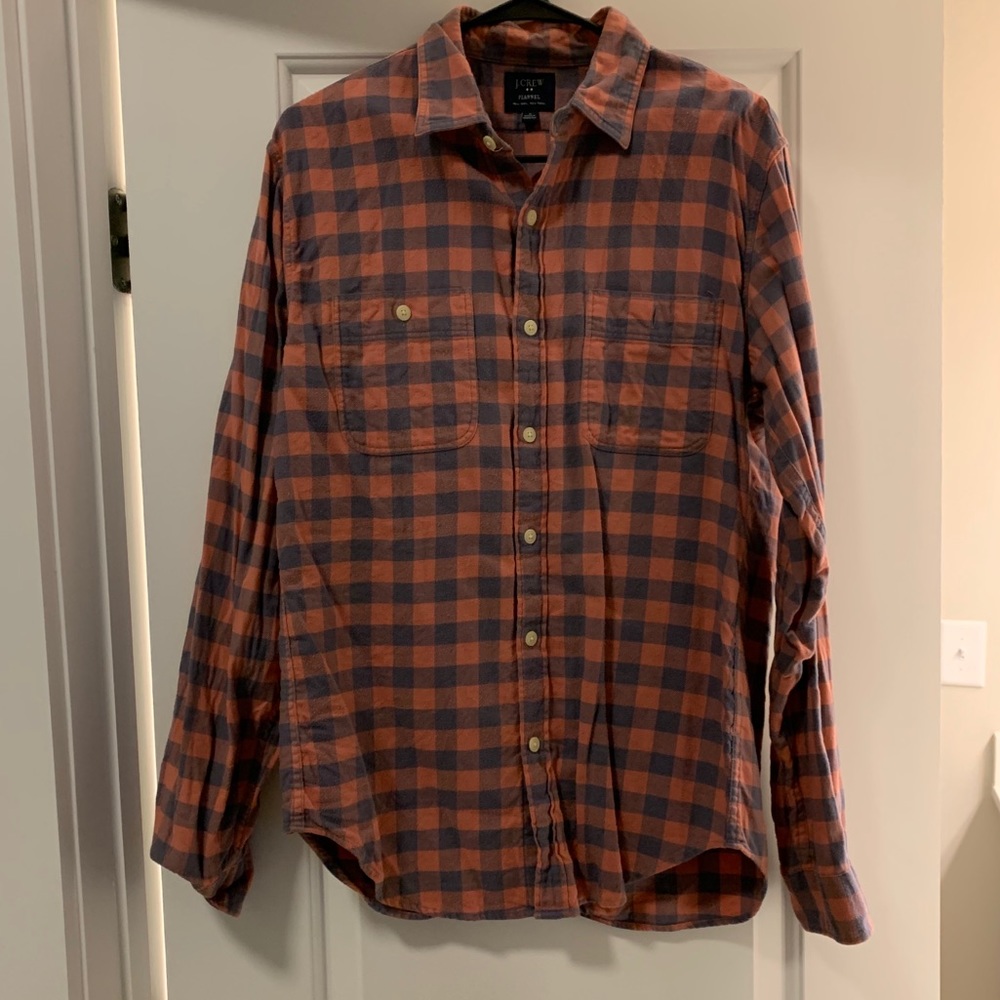 Salmon and Gray J Crew Flannel